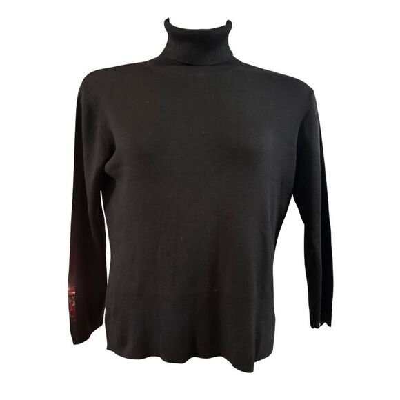 Harold's Women's Black Turtle Neck Pullover Silk Blend Knit Sweater Large - Picture 1 of 3